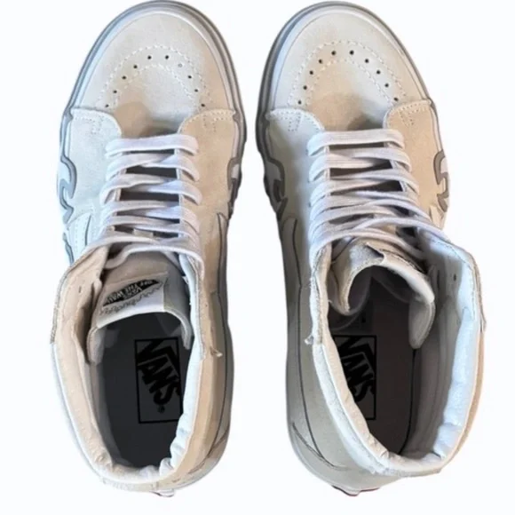 VANS‎ Sk8 High Flame Mens Beige White Shoes Size 7.5